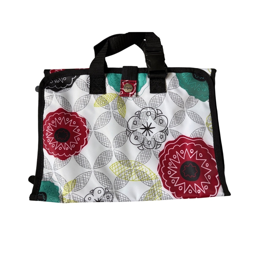 Thirty-One Travel Organizer Fold-Over Cosmetics Toiletry Bag Geometric Floral